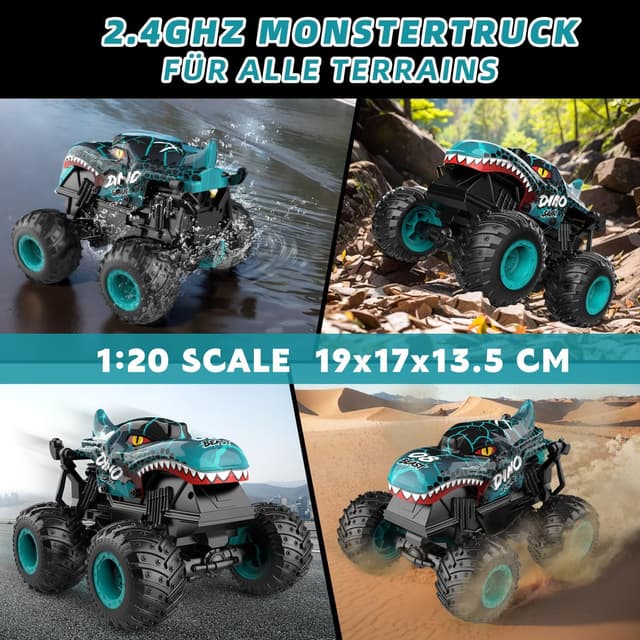 Thumbnail 6 de Ferngesteuertes 2,4GHz Monstertruck Auto (1:20) mit Dinosaurier-Optik, LED-Licht & Musik – ca. 20 km/h