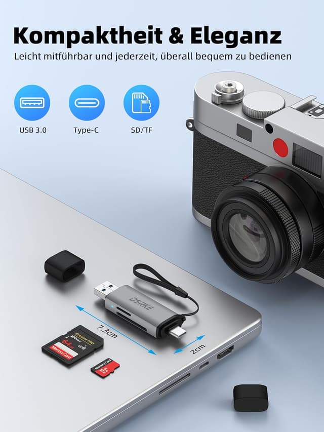 Thumbnail 5 de DSRKE SD Kartenleser USB 3.0 Dual Stecker 104 MB/s