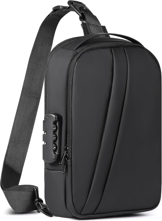 Thumbnail 6 de Geestock Anti-Theft Men’s Sling Bag with Password Lock, Waterproof Crossbody with USB Charging Port (PU Leather)