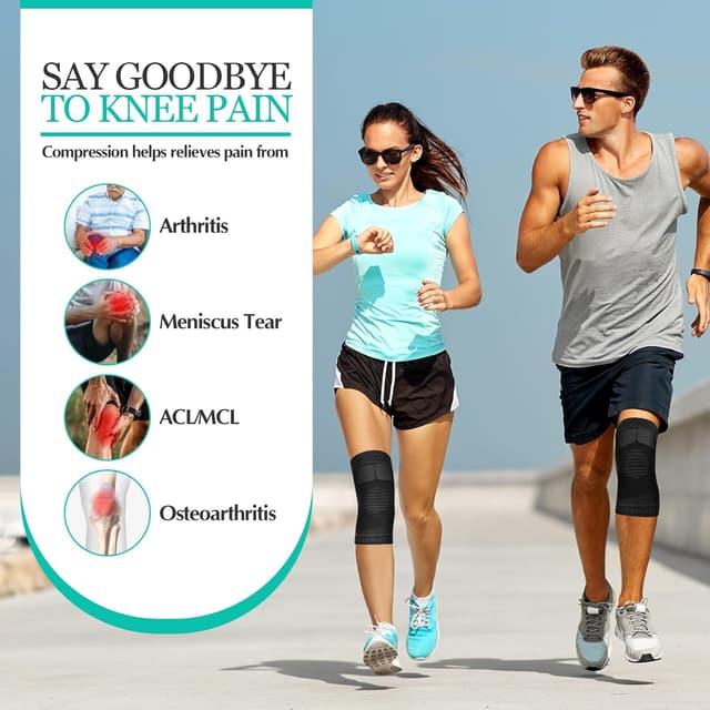 Detalle de Lexniush Kniebandage mit Kompression und verstellbaren Riemen (rechts/links) – für L, Sport Schwarz