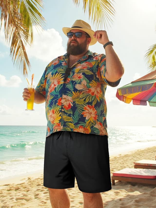 Detalle de Arcweg Men’s Plus Size Long Swim Shorts (Big & Tall) with Compression Liner & Zipper Pocket