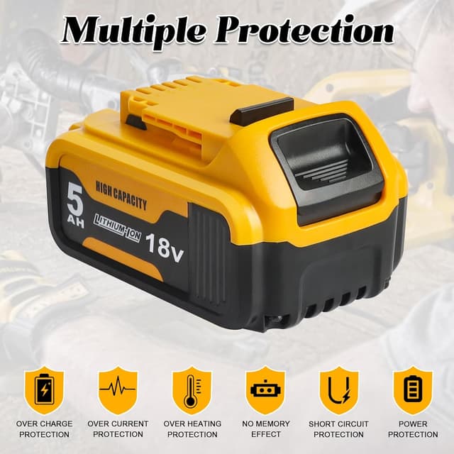 Thumbnail 2 de Waitley 18V 5.0Ah Replacement Battery for DeWalt drills