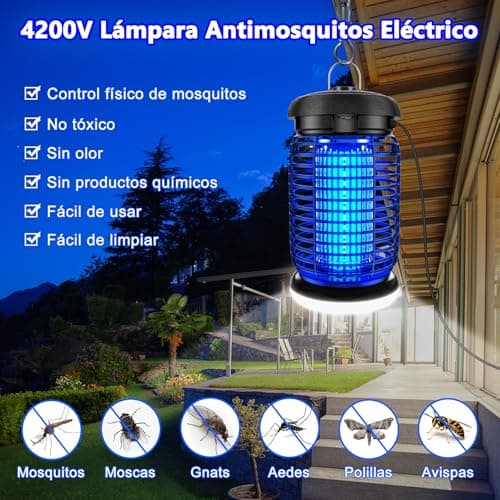 Detalle 2 de seenlast Lámpara antimosquitos eléctrica 15W UV 4200V con LED, IPX4 (80–140 m²)