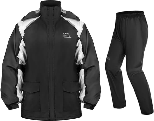 Detalle de KEMIMOTO Herren Motorrad-Regenanzug mit 15.000 mm Wassersäule – wasserdichte Regenjacke & Regenhose