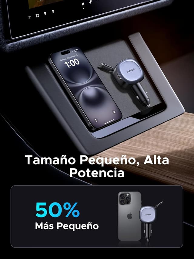 Thumbnail 6 de UGREEN 75W Cargador Coche Retráctil 🚗 Carga Rápida USB-C