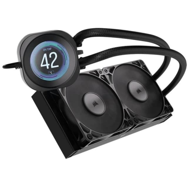 Detalle de Refrigeración líquida Corsair Nautilus 240 RS LCD de 240 mm con 2 ventiladores IPS, negro