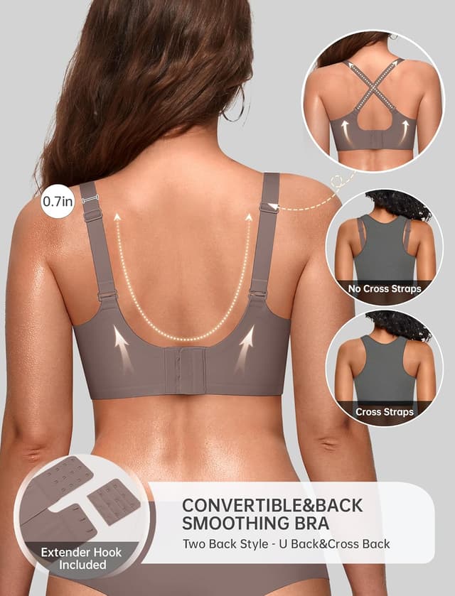 Detalle de OEAK Women Jelly Bra: No-Wire Scalloped Push Up T-Shirt Bra (Seamless, Convertible Straps)