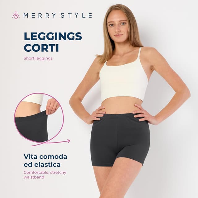 Detalle 2 de Merry Style Pantaloncini palestra donna in viscosa – shorts sportivi aderenti per fitness, yoga e jogging (taglie XS–4XL)