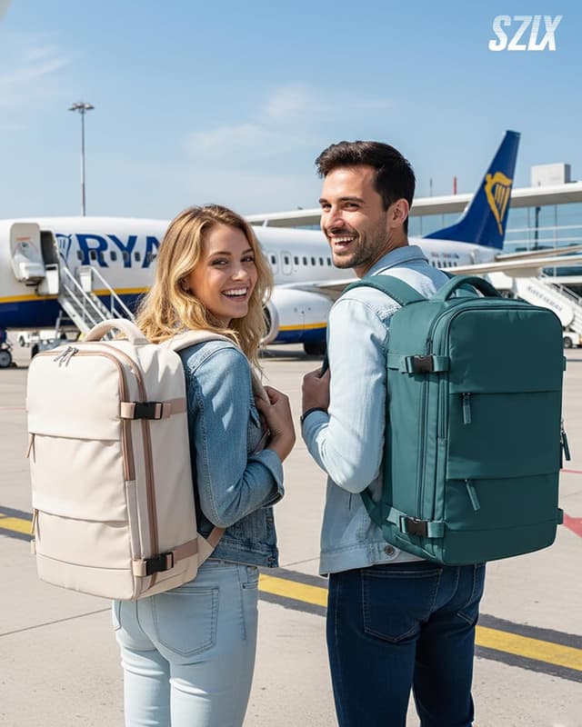 Detalle de SZLX großer Reiserucksack Damen/Herren für Ryanair & Wizz Air Handgepäck (40 x 30 x 20 cm) mit 14-Zoll-Laptopfach und Nassbeutel