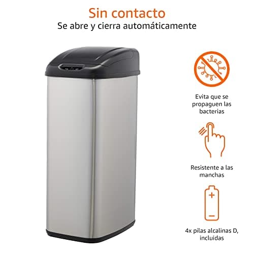 Detalle 2 de Amazon Basics, poubelle à capteur, 50 litres ⚙