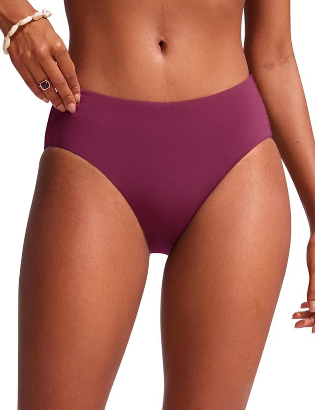 Thumbnail 6 de CRZ YOGA bas de bikini femme : slip de bain basique mi-hauteur, tissu lisse à séchage rapide