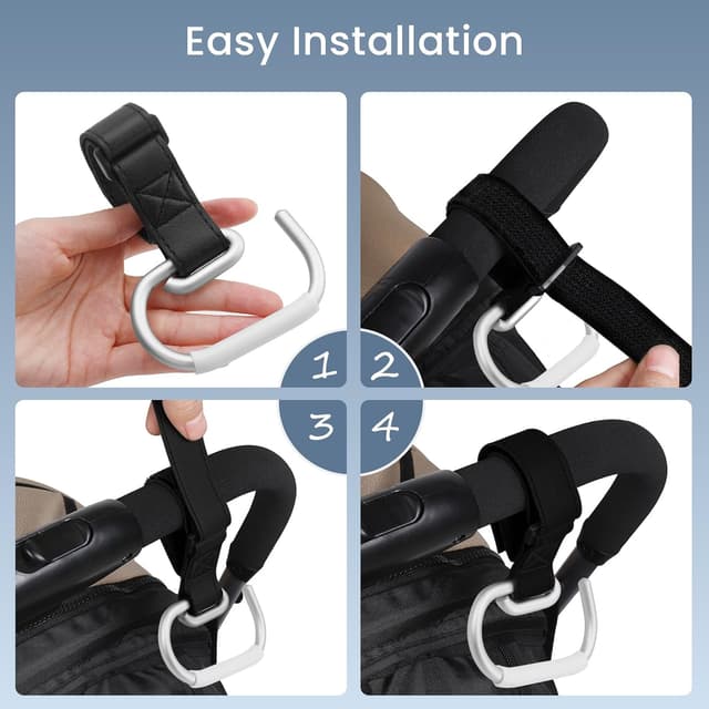 Thumbnail 3 de ROSSIVAN Buggy Clips (2-pack) with Pram Hooks for bags – universal fit prams, strollers and wheelchairs