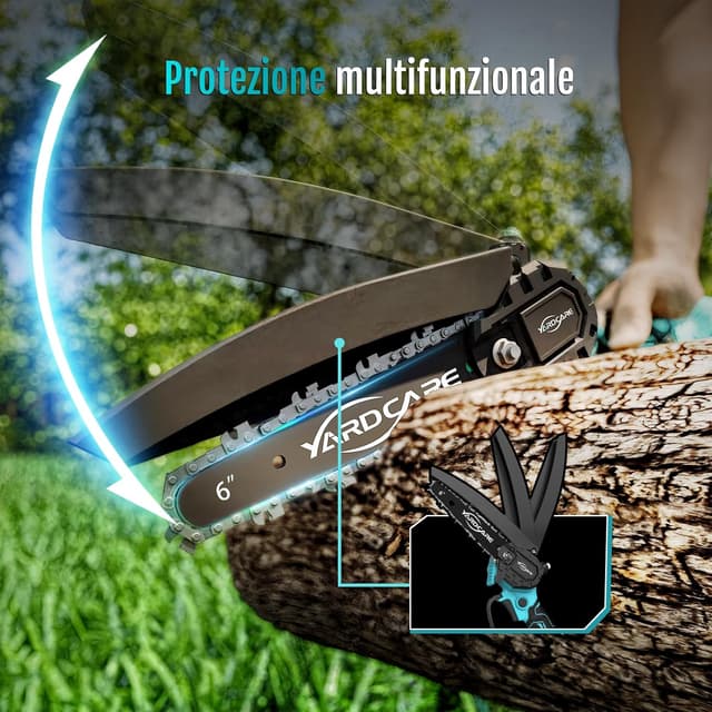 Thumbnail 6 de YARDCARE Mini motosega a batteria da 6 pollici con pompetta olio e blocco di sicurezza