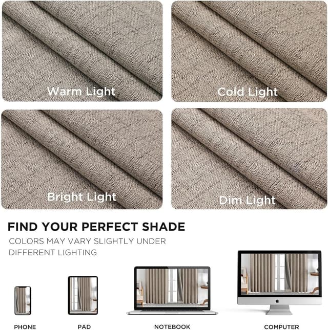 Detalle 2 de Joydeco Blackout Thermal Lined Curtains (52x54 inch) – 2-panel set with back tabs & rod pocket