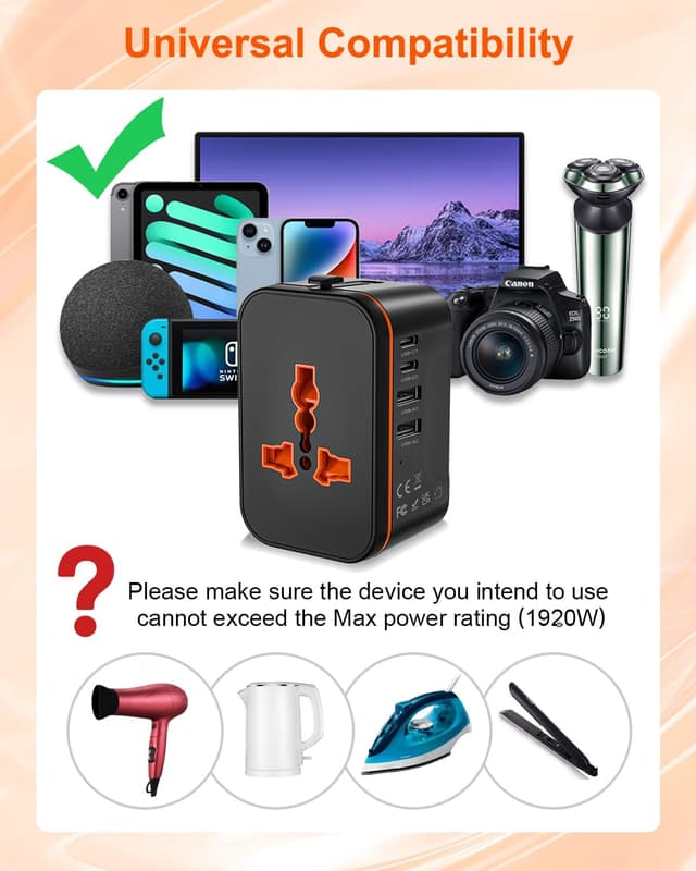 Thumbnail 5 de Universal Travel Adapter with 2 USB‑C 1920W