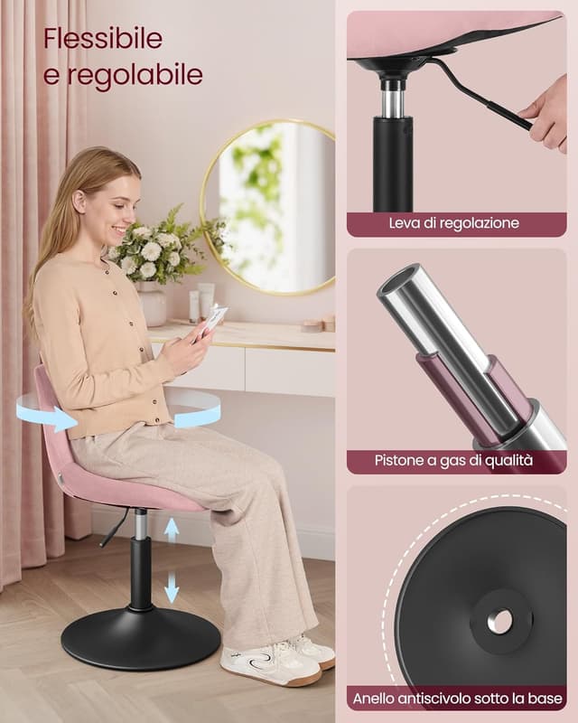 Thumbnail 6 de VASAGLE LJB160SA01 Sgabello da Trucco 37,5–49,5 cm