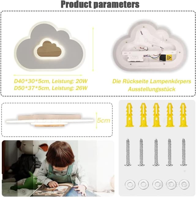 Detalle 1 de Plafoniera LED cloud 26 W da soffitto 50 cm