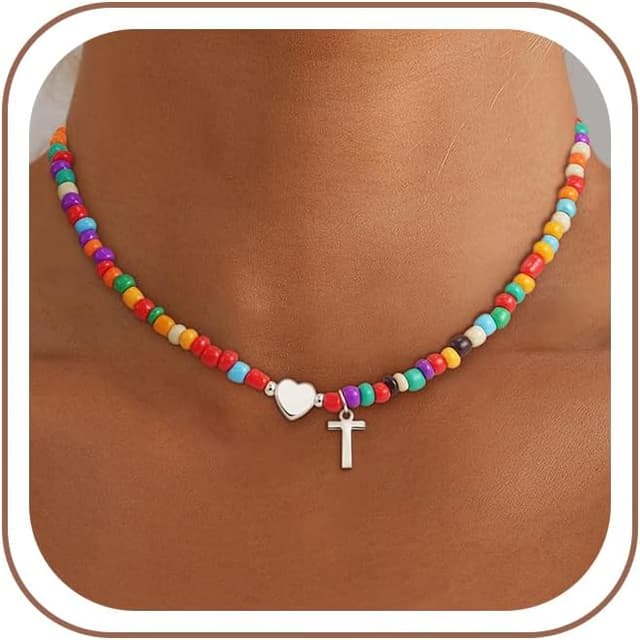 Detalle de SLOONG bunte Buchstaben-Perlenkette mit Initialen – handgefertigte personalisierte Namenskette im Choker-Stil