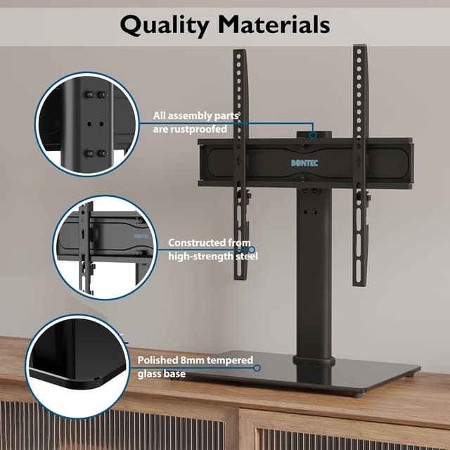 Detalle de BONTEC supporto da tavolo per TV 24–60" regolabile in altezza e girevole (max VESA 400x400, 45 kg)