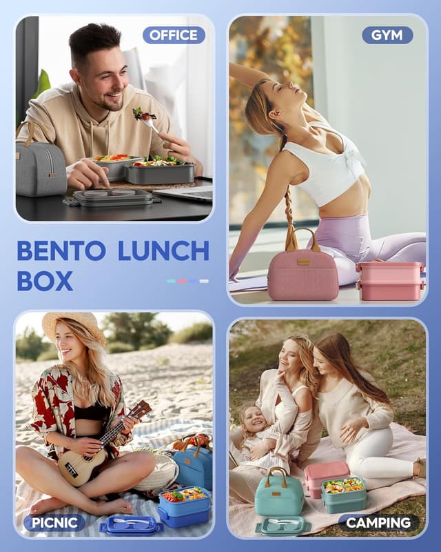 Thumbnail 6 de KEMETHY 74oz 3-tier Bento Lunch Box 🍱