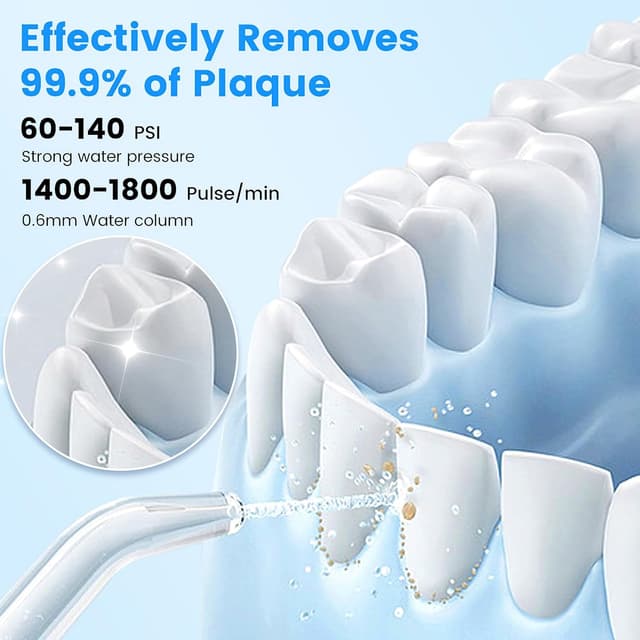 Detalle de Zephis Cordless Water Flosser with 4 Modes, 4 Jet Tips & IPX7 Waterproof Tank