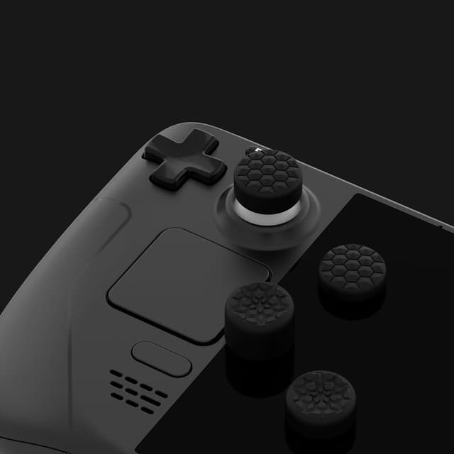Detalle de playvital PlayVital Black Ergonomic Stick Caps Thumb Grips for Steam Deck LCD & OLED (and PS Portal Remote Player) – set of 10