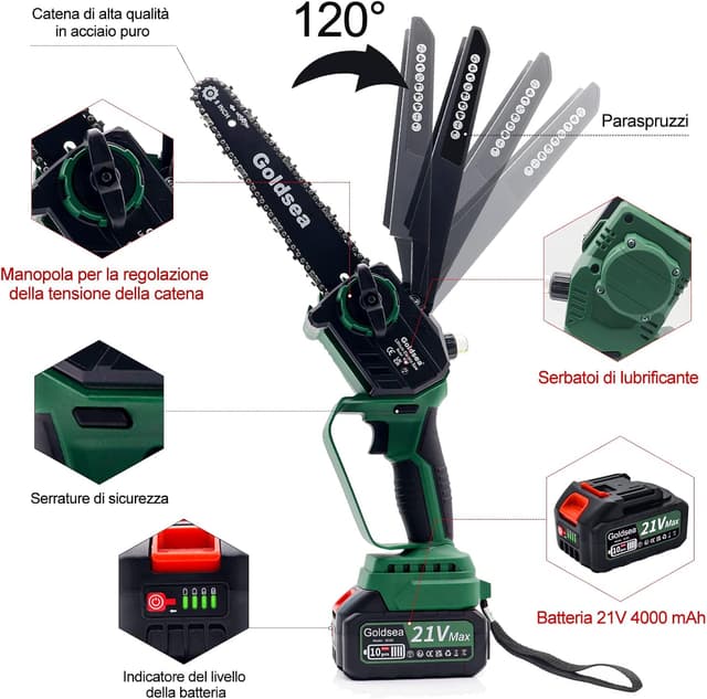 Thumbnail 4 de Goldsea Mini Motosega 8 pollici 800 W