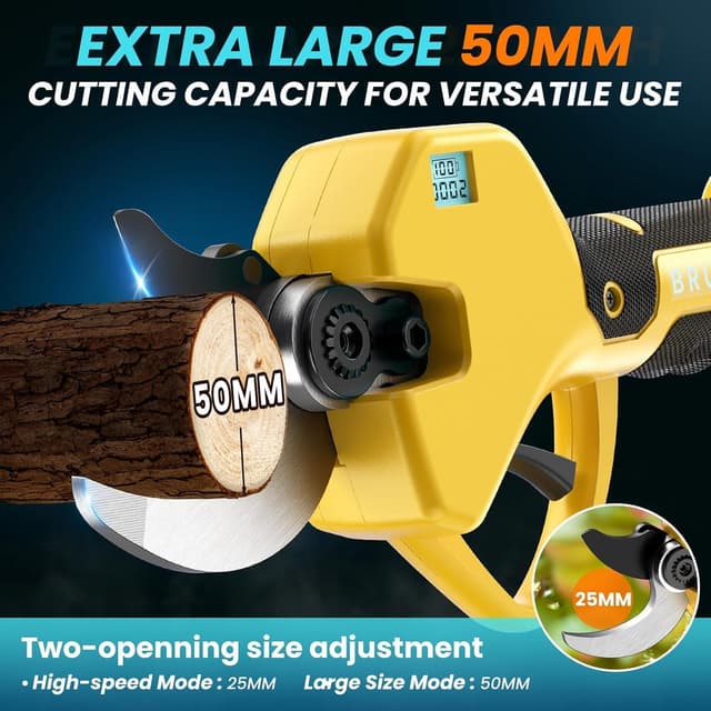 Detalle 2 de Forbici per potatura a batteria cordless con motore brushless 1.000 W e batterie 2×2Ah