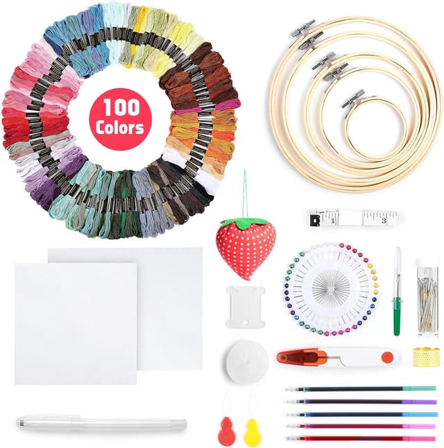 Imagen de Romon Kit da ricamo con 100 fili e 5 cerchi 🎨 en OfertitasTOP