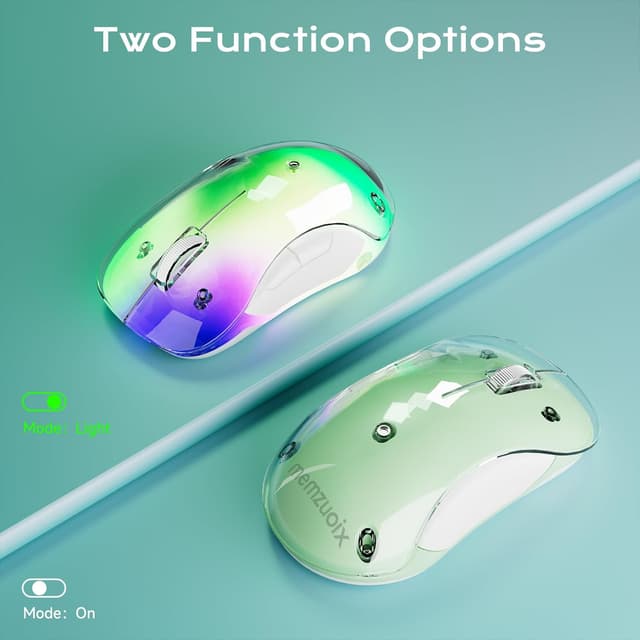 Detalle 2 de memzuoix LED Wireless Mouse (Green) – Rechargeable 2.4G optical mouse with RGB lighting