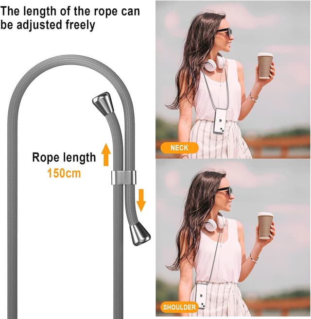 Detalle 2 de XTCASE Coque iPhone 14 transparente en silicone TPU avec cordon tour de cou