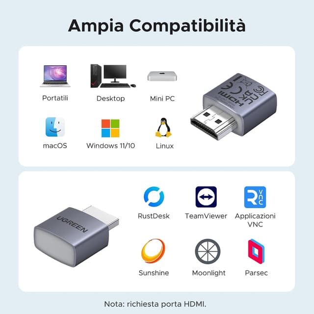 Detalle 2 de UGREEN dummy plug HDMI 4K 60 Hz