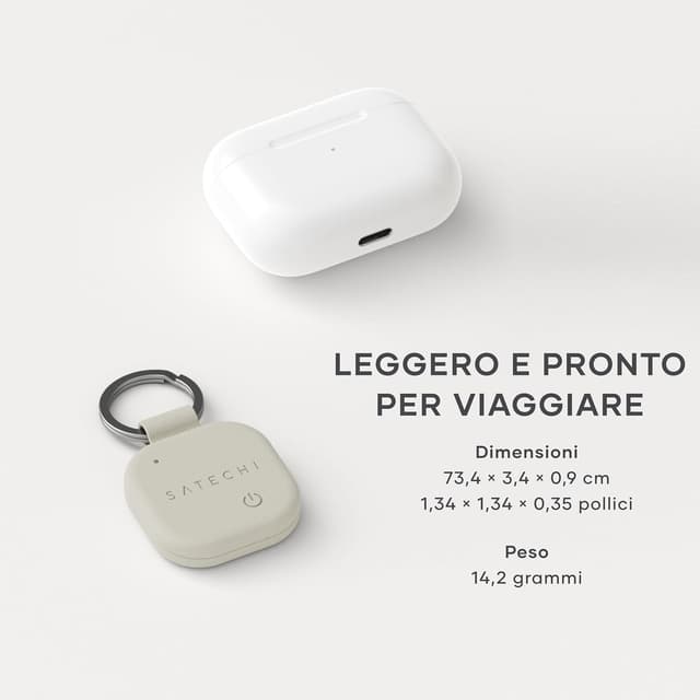 Detalle de SATECHI FindAll localizzatore per chiavi con Apple Find My, ricarica wireless e avviso acustico potente (beige)