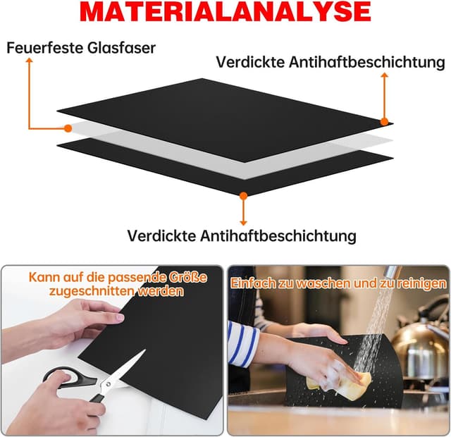 Detalle de SPGOOD BBQ Grillmatte-Set (4-teilig) 40 x 60 cm, antihaft, wiederverwendbar, PFOA-frei