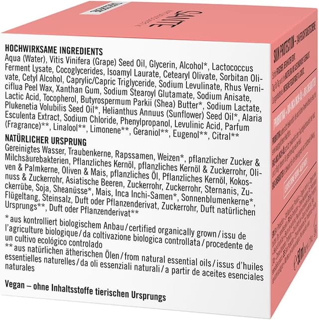 Detalle 2 de SANTE Naturkosmetik Skin Protection 24h crema viso idratante con probiotici e olio di Inchi, burro di karité biologico 50 ml
