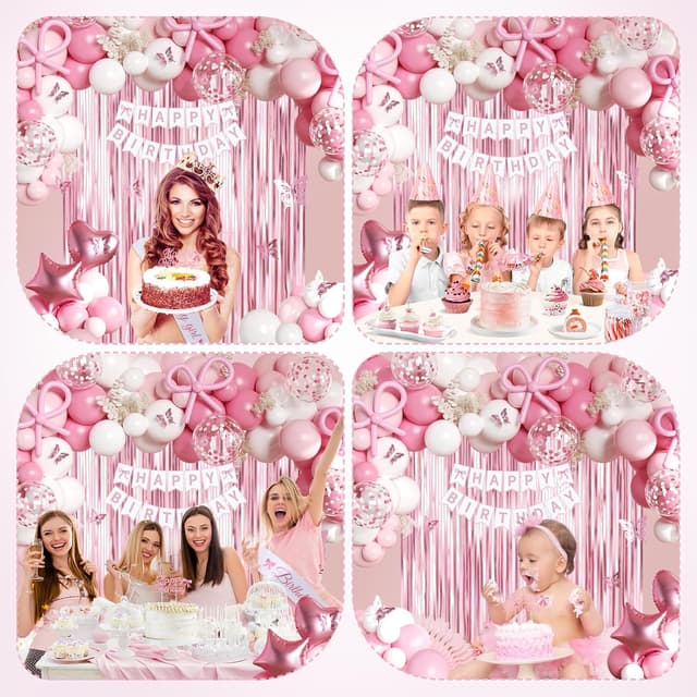 Thumbnail 5 de Geburtstagsdeko Rosa Happy Birthday Banner Set