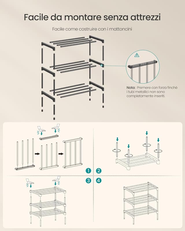 Thumbnail 6 de SONGMICS Scarpiera slim LSA113BH01 con 3 ripiani, 30 x 45 x 48,5 cm (impilabile, in metallo)