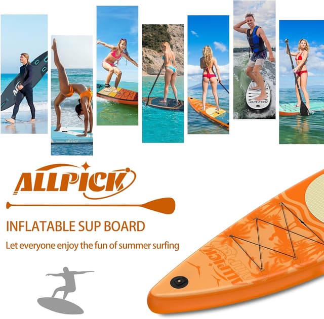 Thumbnail 6 de ALLPICK Premium SUP-Board Set (aufblasbar) mit universalem Kamerahalter, 3-teiligem verstellbarem Paddel und Zubehör bis 200 kg