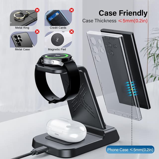 Thumbnail 4 de Caricabatterie wireless 3‑in‑1 per Samsung S25 Ultra