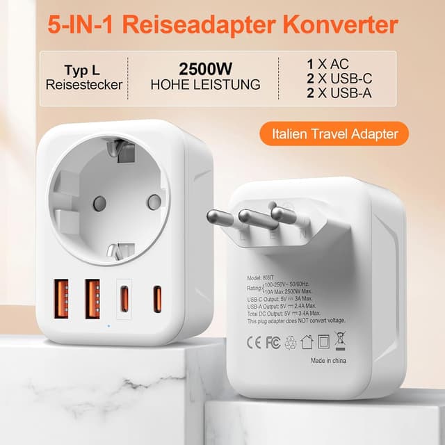 Detalle 2 de Denlane Adapter Italien 2500W 🔌