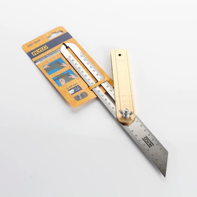 Detalle 2 de Alyco 197399 falsa squadra in acciaio inox con manico in alluminio, 300 mm