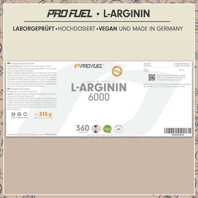 Thumbnail 5 de L-Arginin 360 Kapseln 6000 mg vegan