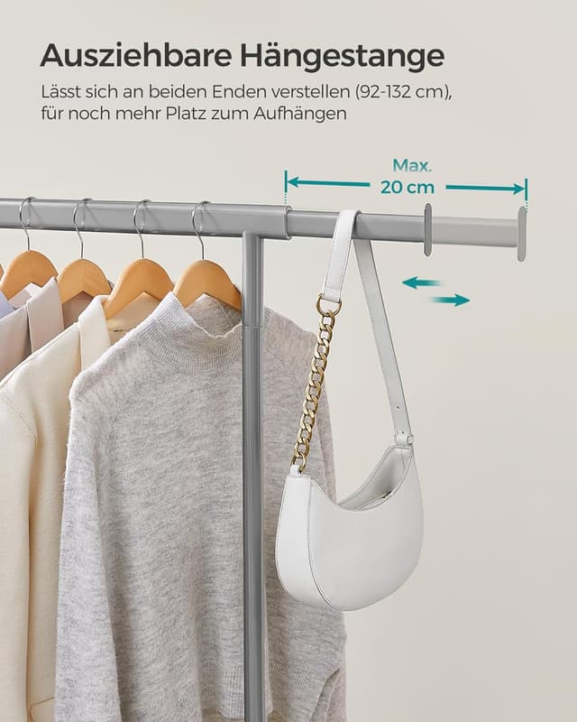 Detalle de SONGMICS HSR013G01 Kleiderständer auf Rollen 100 kg