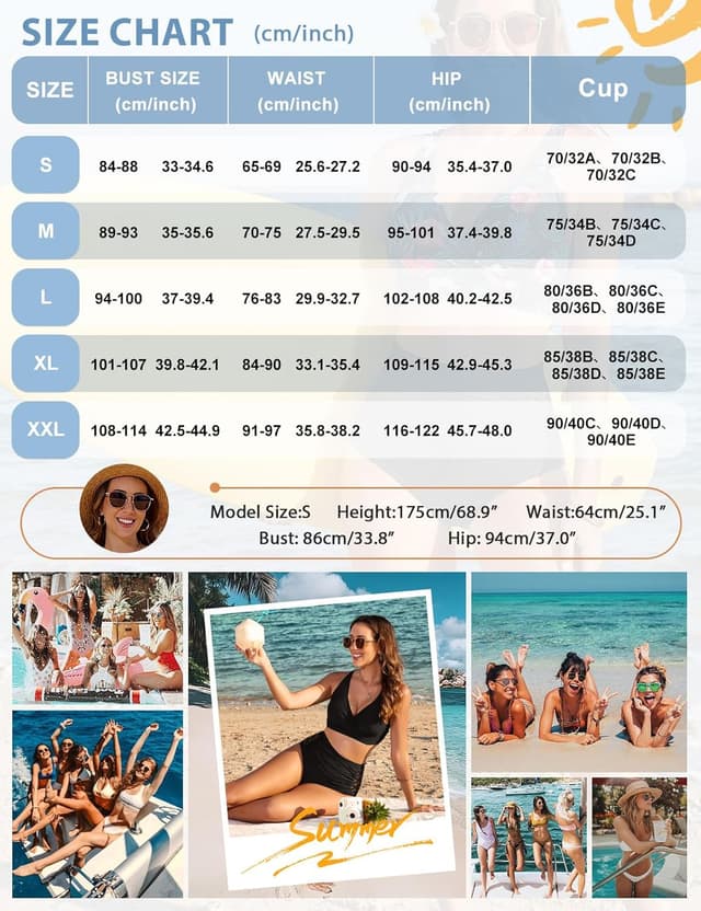 Detalle 2 de Costume da bagno donna Tuopuda a vita alta in due pezzi con push up e slip per il controllo della pancia