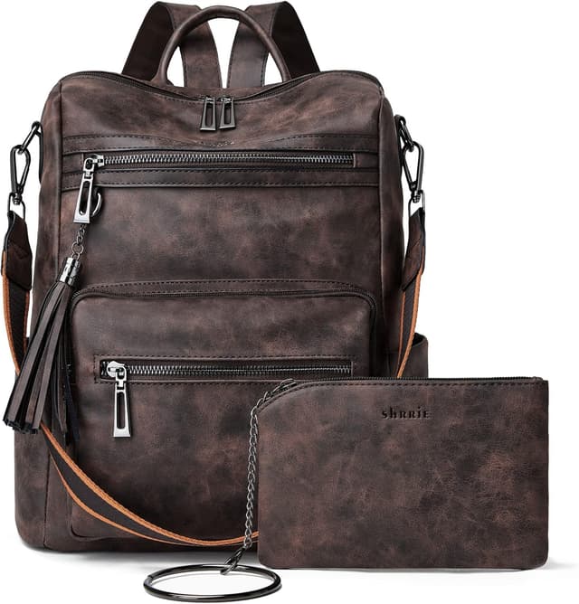 Detalle de Shrrie Backpack Purse for Women – Convertible faux leather travel backpack & shoulder bag