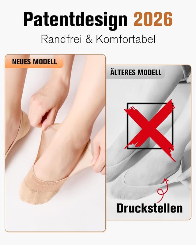 Detalle 2 de inaWarm Fantasmini Donna invisibili in bambù e cotone (8 paia) con antiscivolo in silicone