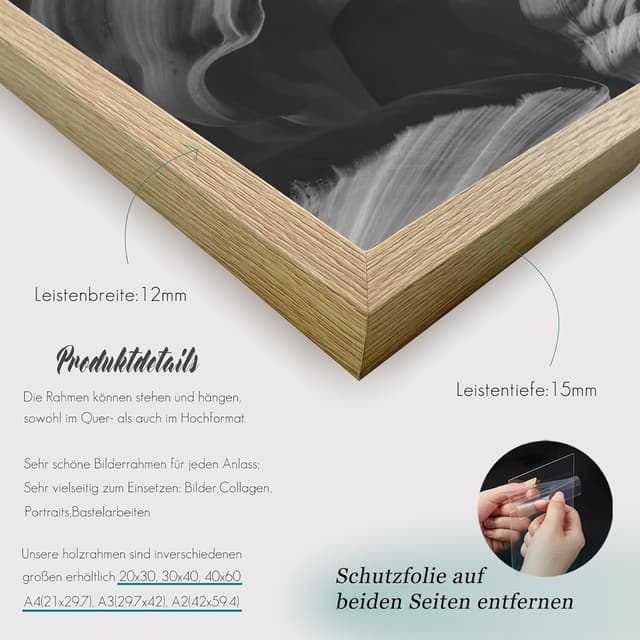 Thumbnail 4 de VUVUZULA Bilderrahmen A4 Holz 21x30cm