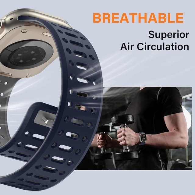 Detalle de Sixmoat Magnetic Strap for Apple Watch (49mm/Ultra 3/2, 46mm, 45mm, 44mm, 42mm) in Dark Blue-Gray