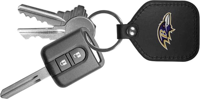 Detalle de Siskiyou Sports NFL Leather Square Key Chain with Baltimore Ravens Logo (Unisex)