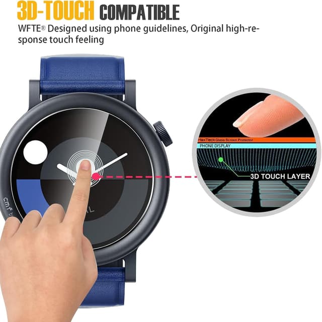 Detalle de WFTE 4-Pack Tempered Glass Screen Protectors for Nothing CMF Watch Pro 2